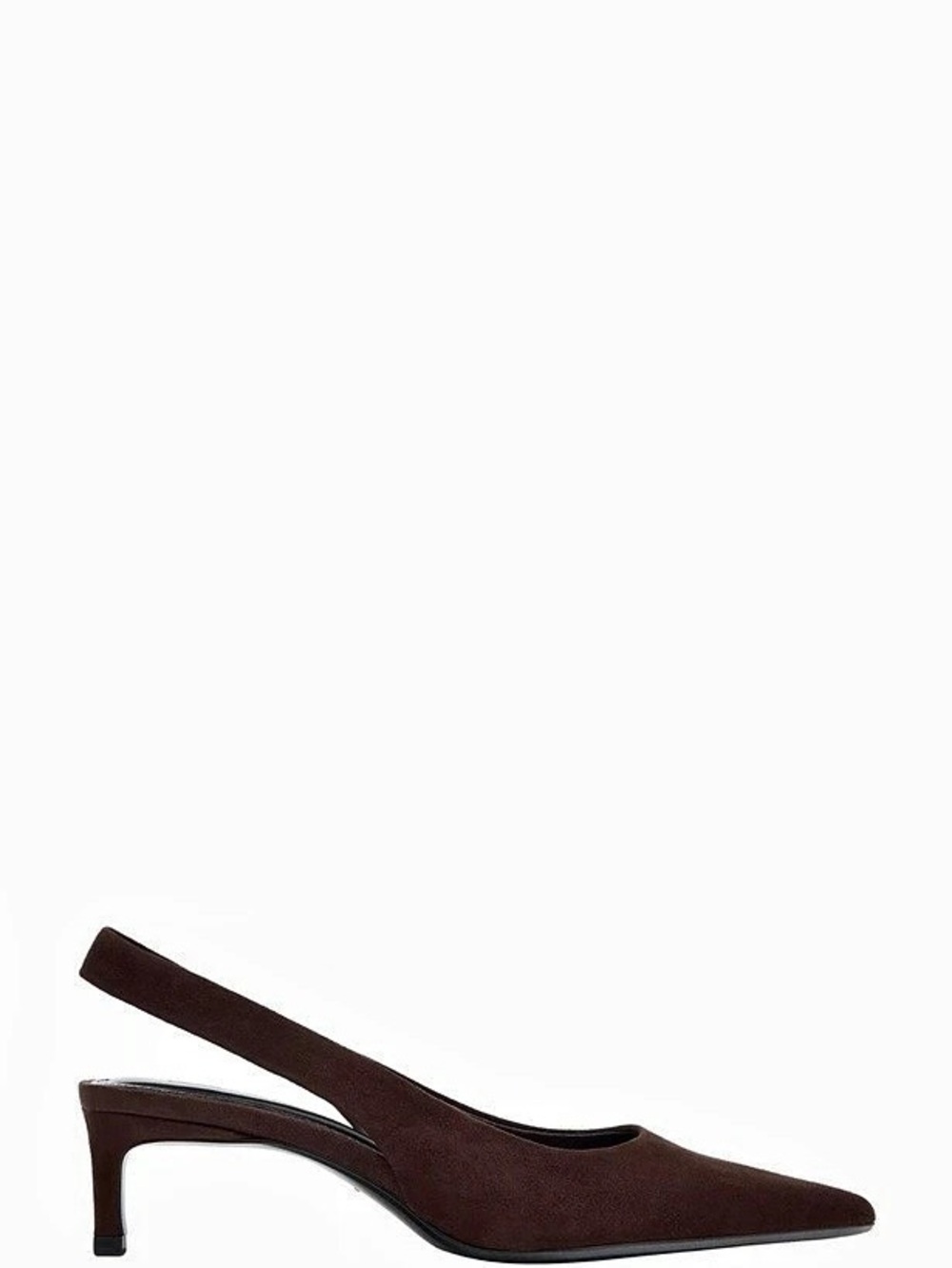 Zara Suede Kitten Heel Slingback Shoes Brown